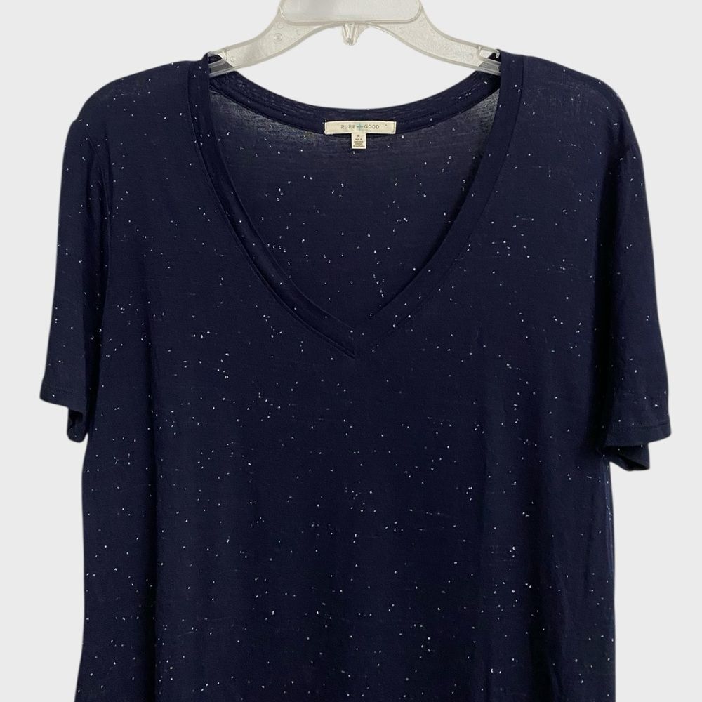 Anthropologie Pure + Good Oversized V-Neck Shirt Women's M Short Sleeve Comfy - Picture 2 of 13